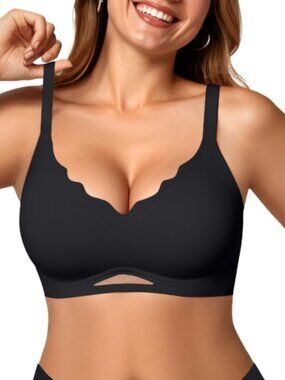 OEAK Wireless Bras Scalloped Push Up Bralettes T-shirt Bra